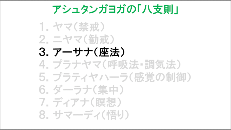 アシュタンガヨガの八支則「アーサナ（座法）」