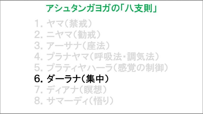 アシュタンガヨガの八支則「ダーラナ（集中）」