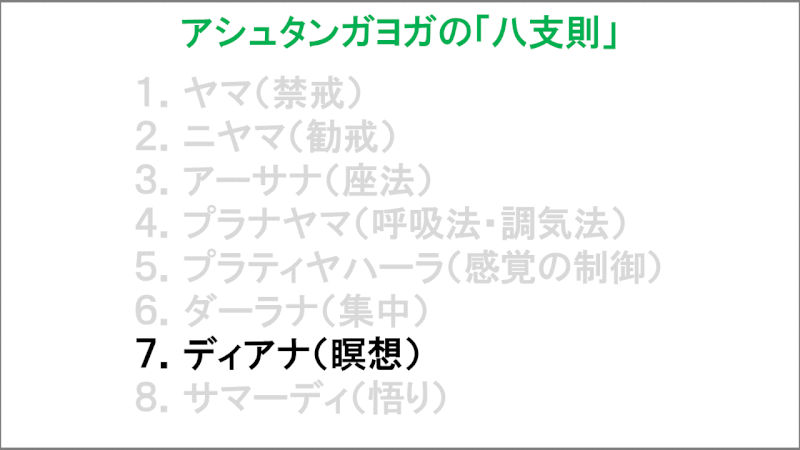 アシュタンガヨガの八支則「ディアナ（瞑想）」