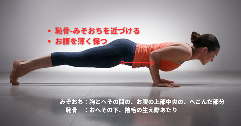 チャトランガができないときのチェックリスト「お腹が床に着いてしまう、胸が床に着いてしまう」