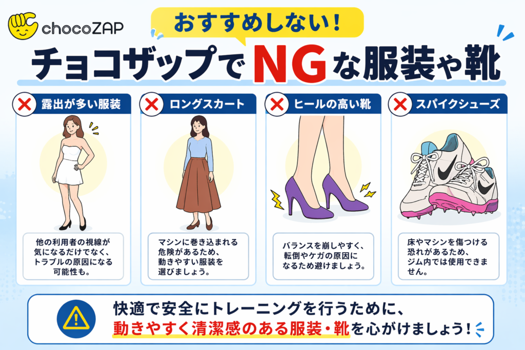 チョコザップでNGな服装や靴