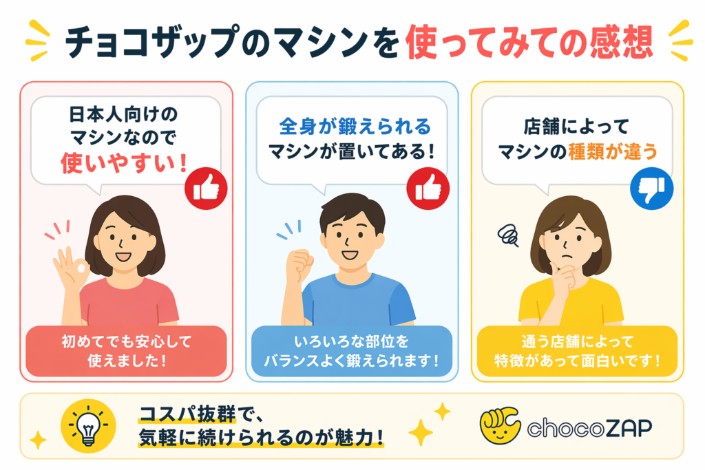 チョコザップのマシンを使ってみての感想